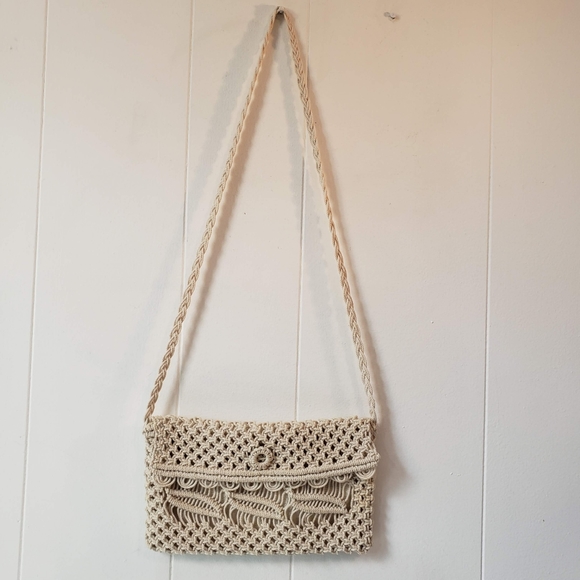 Macramé Shoulder Clutch Purse 9"x5.5" - Picture 4 of 11